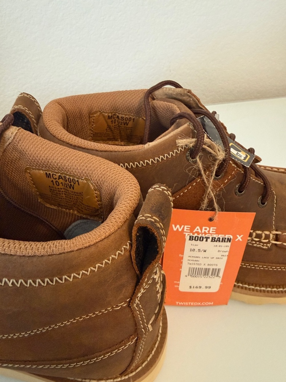 Twisted X Boot Barn Brown Leather Moc Steel Toe Chukka Boots NWT Size 10.5 W - Picture 2 of 11